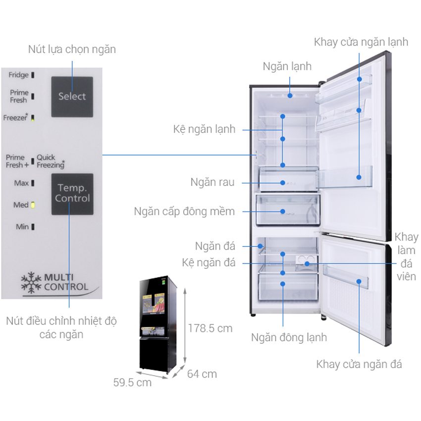 Tủ lạnh Econavi NR-BC369QKV2 - Hàng chính hãng