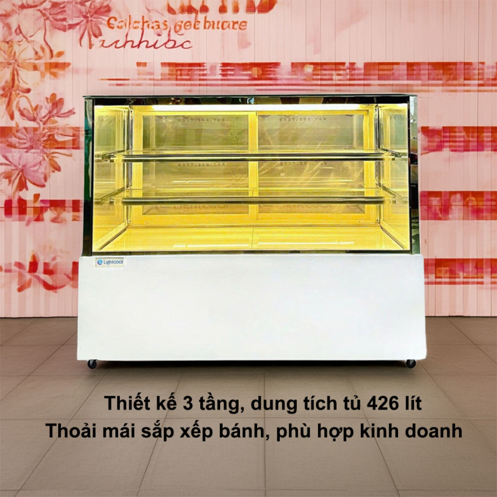 Tủ bánh 3 tầng kính vuông Lightcool DG-1200Z Sấy Kính 4 Mặt 1.2M - Hàng chính hãng