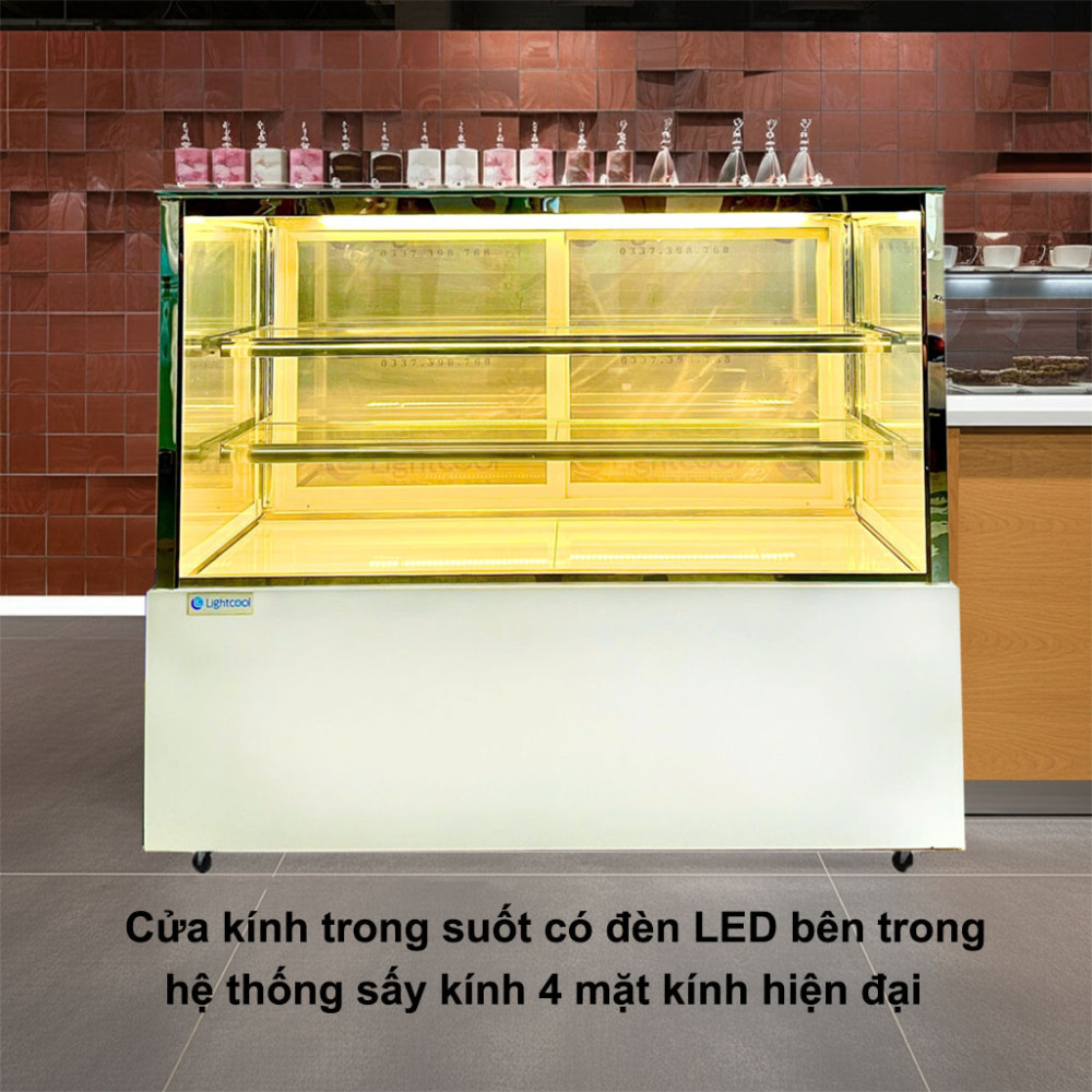 Tủ bánh 3 tầng kính vuông Lightcool DG-1200Z Sấy Kính 4 Mặt 1.2M - Hàng chính hãng