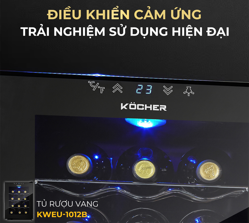 Tủ bảo quản rượu vang Kocher KWEU-1012B PRO - Hàng chính hãng