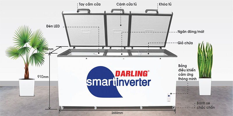 Tủ đông 3 cánh Inverter Darling DMF-1279ASI - Hàng chính hãng