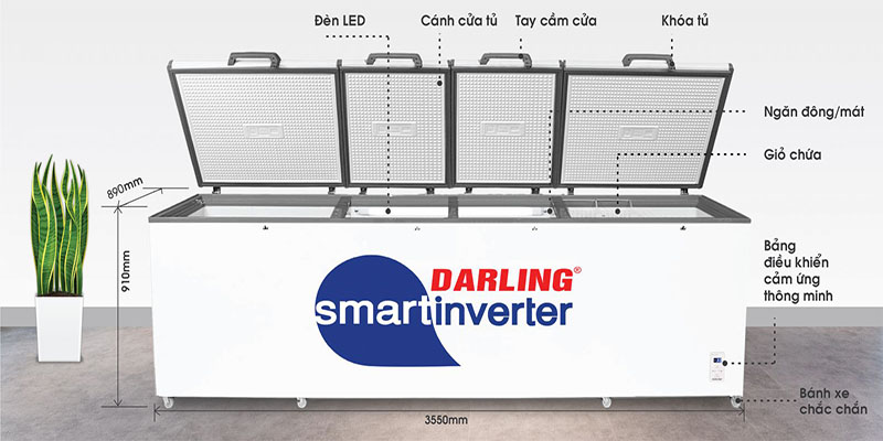 Tủ đông 4 cánh Inverter 2100L Darling DMF-1779ASI - Hàng chính hãng