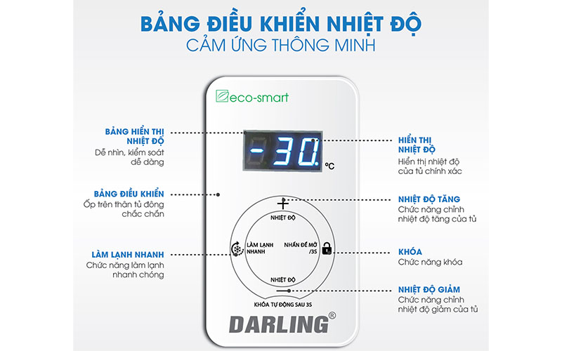 Tủ đông 4 cánh Inverter 2100L Darling DMF-1779ASI - Hàng chính hãng