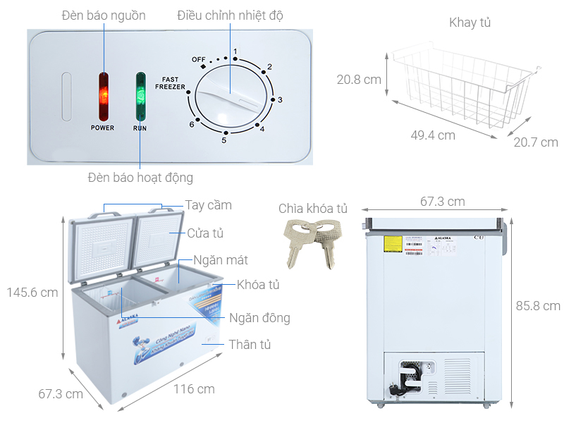 Tủ đông mát Alaska BCD-4568C - Hàng chính hãng