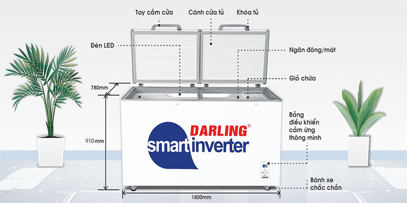 Tủ đông Darling Inverter 870 lít DMF-8779ASI - Hàng chính hãng
