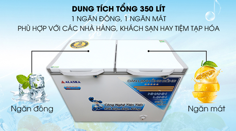Tủ đông Alaska 2 ngăn BCD-3568C - Hàng chính hãng
