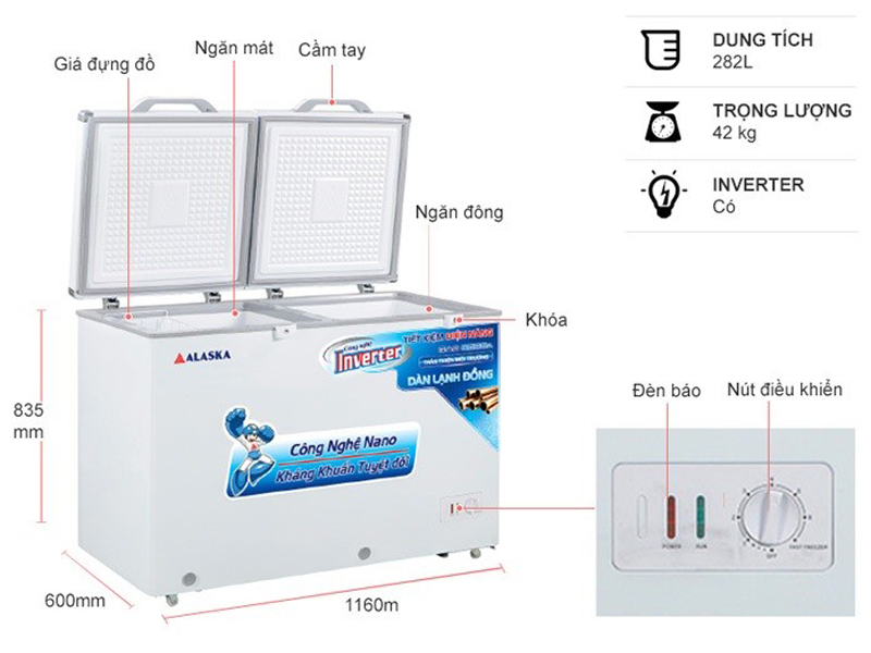 Tủ đông Alaska BCD-4568CI - Hàng chính hãng