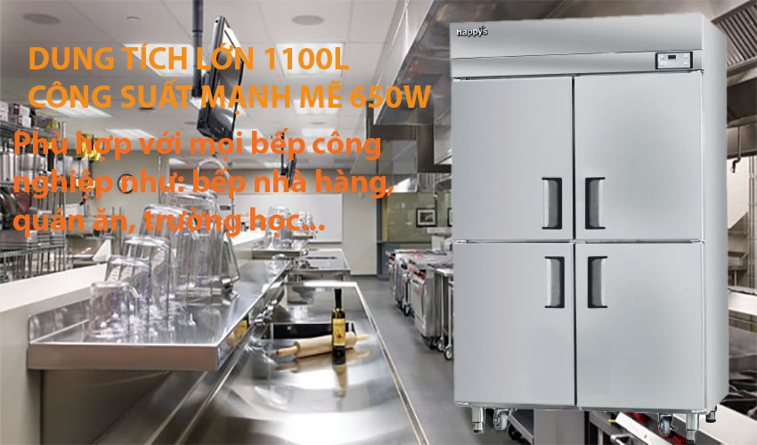 Tủ đông công nghiệp 4 cánh gián tiếp Happys HWI-45CF - Hàng chính hãng