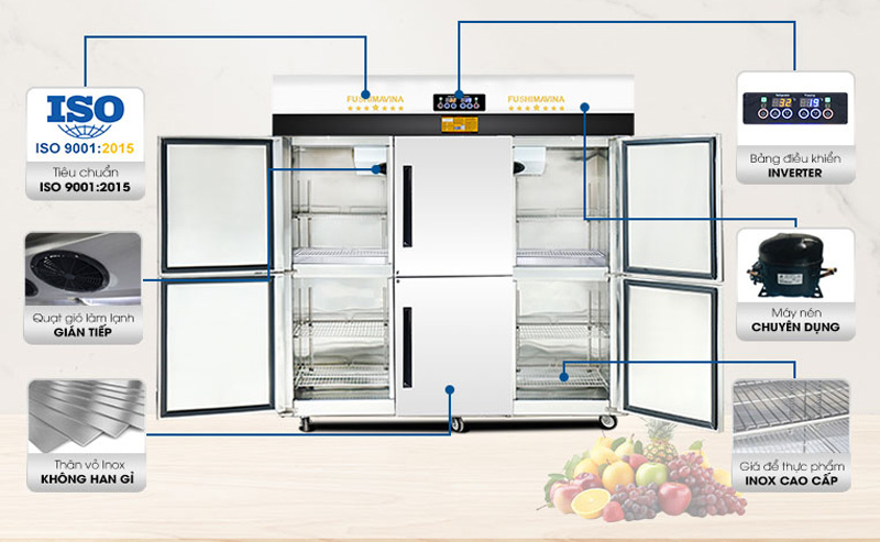 Tủ đông mát 6 cánh Fushima FSM-TDMQ1600 - Hàng chính hãng