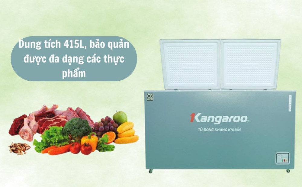 Tủ đông mát kháng khuẩn Kangaroo 415 lít KG415G2D - Hàng chính hãng