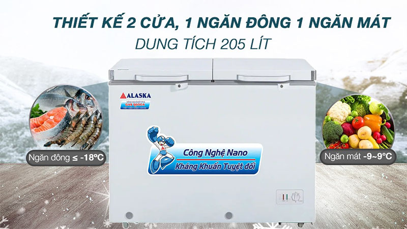 Tủ đông mát Alaska BCD-3068N - Hàng chính hãng