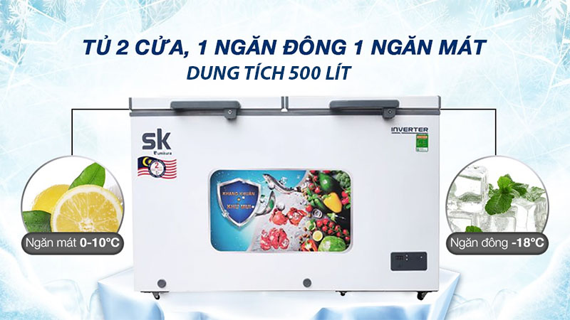Tủ đông mát Inverter Sumikura SKF-500DI - Hàng chính hãng