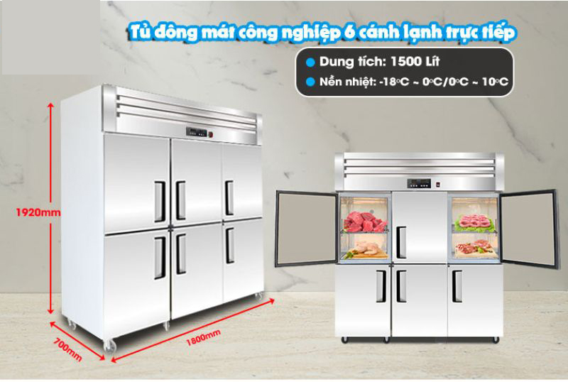 Tủ đông mát inox 6 cánh Fushima FSM-TDM6C - Hàng chính hãng
