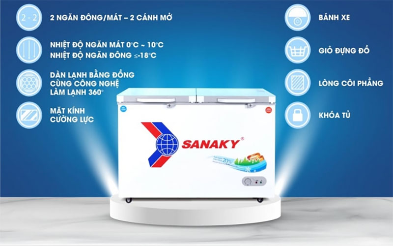 Tủ đông nằm Sanaky VH-3699W2KD - Hàng chính hãng