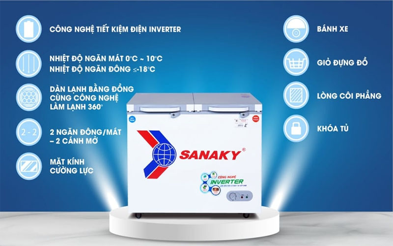 Tủ đông nằm Sanaky VH2599W4K - Hàng chính hãng
