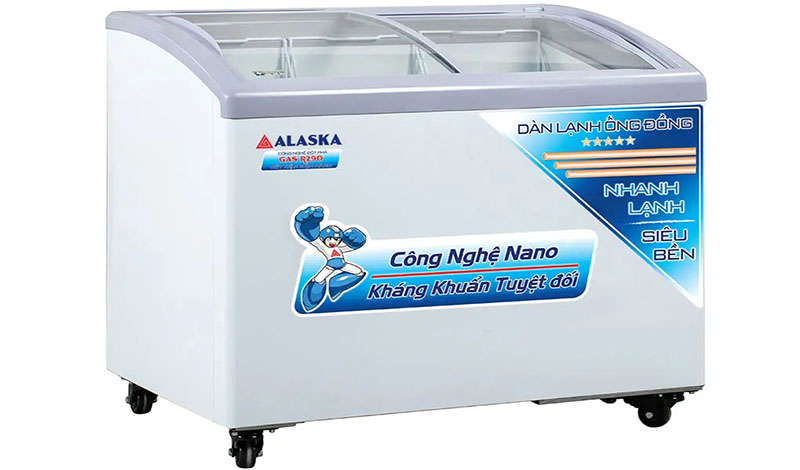 Tủ đông nắp kính lùa cong Alaska KC-210C - Hàng chính hãng