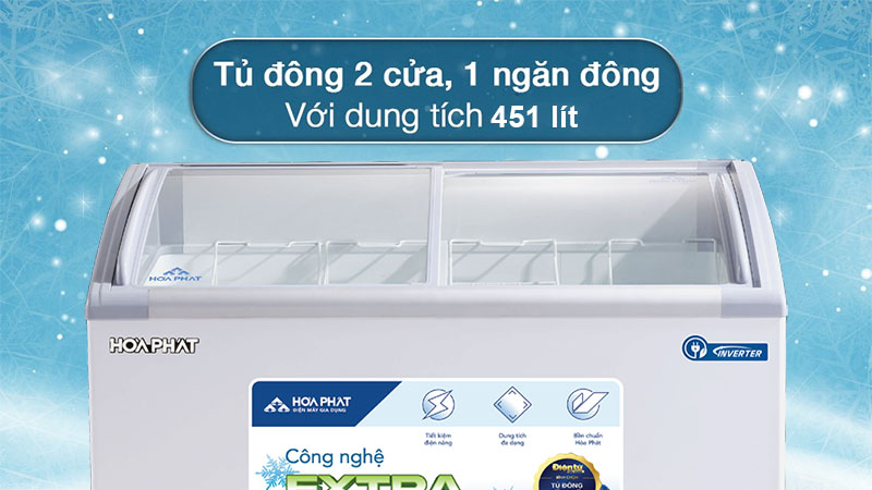 Tủ đông trưng bày Inverter Hòa Phát HSF-AD8451.C1 - Hàng chính hãng