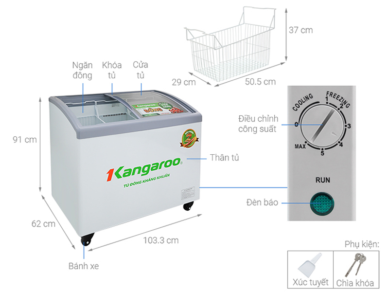 Tủ đông kháng khuẩn Kangaroo KG308C1 - Hàng chính hãng