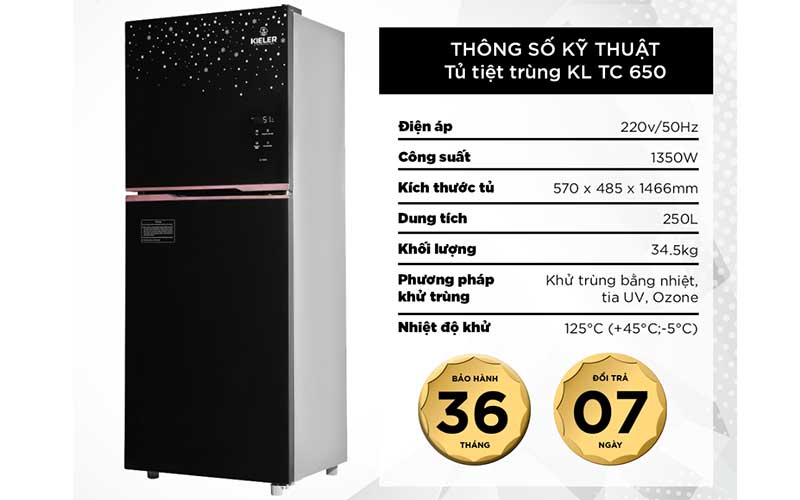 Tủ khử khuẩn chén bát Kieler KL-TC650 - Hàng chính hãng
