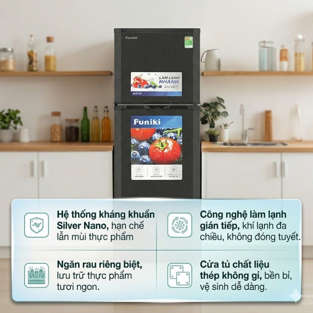 Tủ lạnh Funiki 209 lít HR T6209TDG - Hàng chính hãng