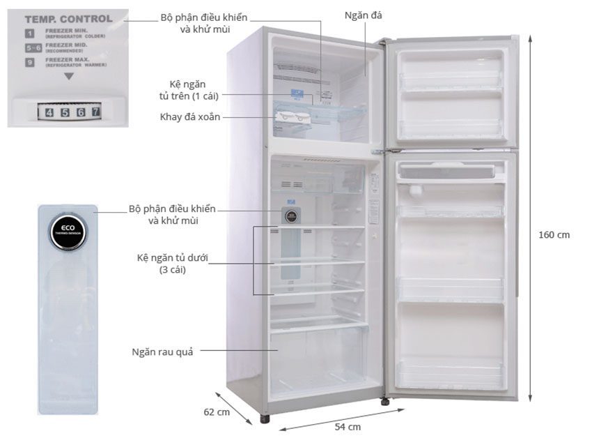 Tủ lạnh 225 lít Hitachi R-T230EG1D - Hàng chính hãng