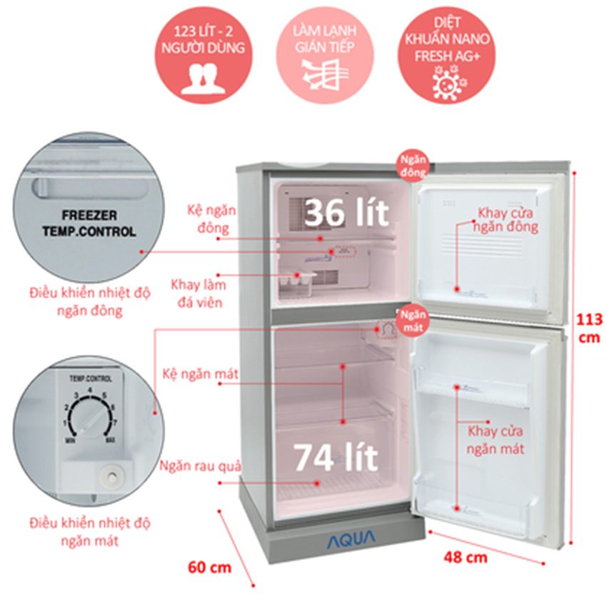 Tủ lạnh Aqua AQR-125BN - Hàng chính hãng