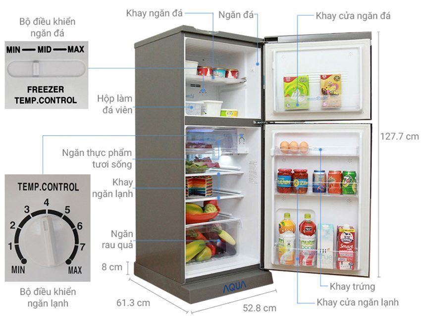 Tủ lạnh Aqua AQR-U185BN - Hàng chính hãng