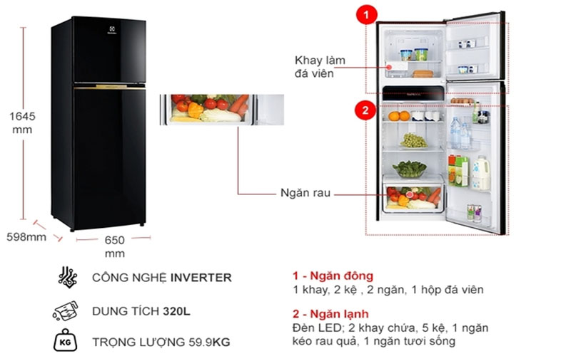 Tủ lạnh Electrolux ETB3400J-H - Hàng chính hãng