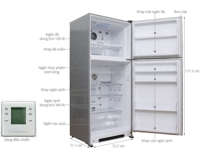 Tủ lạnh Electrolux 440 lít ETE4407SD - Hàng chính hãng