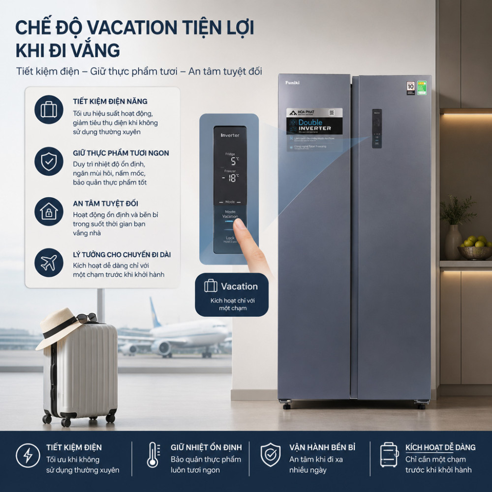 Tủ lạnh Funiki Inverter 535 lít Side By Side HR SS8535DG - Hàng chính hãng