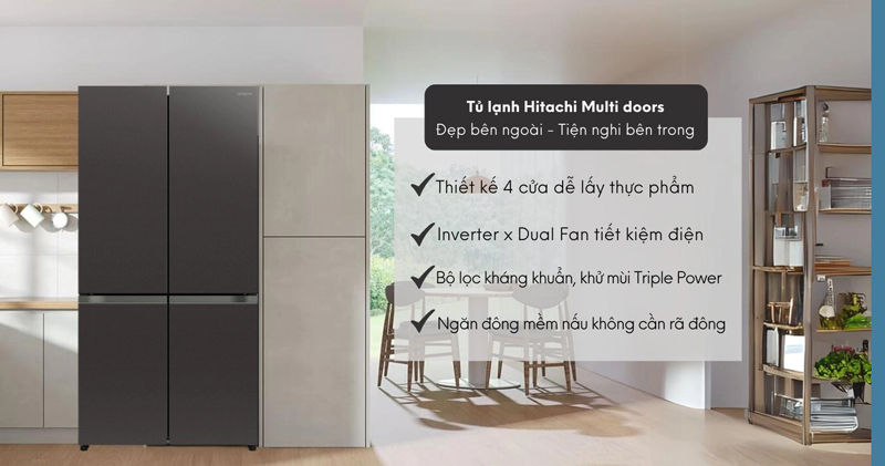 Tủ lạnh Hitachi inverter 569 lít R-WB640PGV1 GMG - Hàng chính hãng