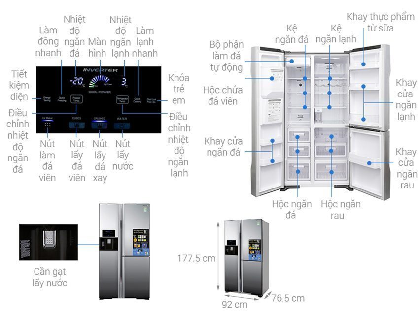 Tủ lạnh Hitachi Inverter 584 lít R-M700GPGV2X MIR - Hàng chính hãng
