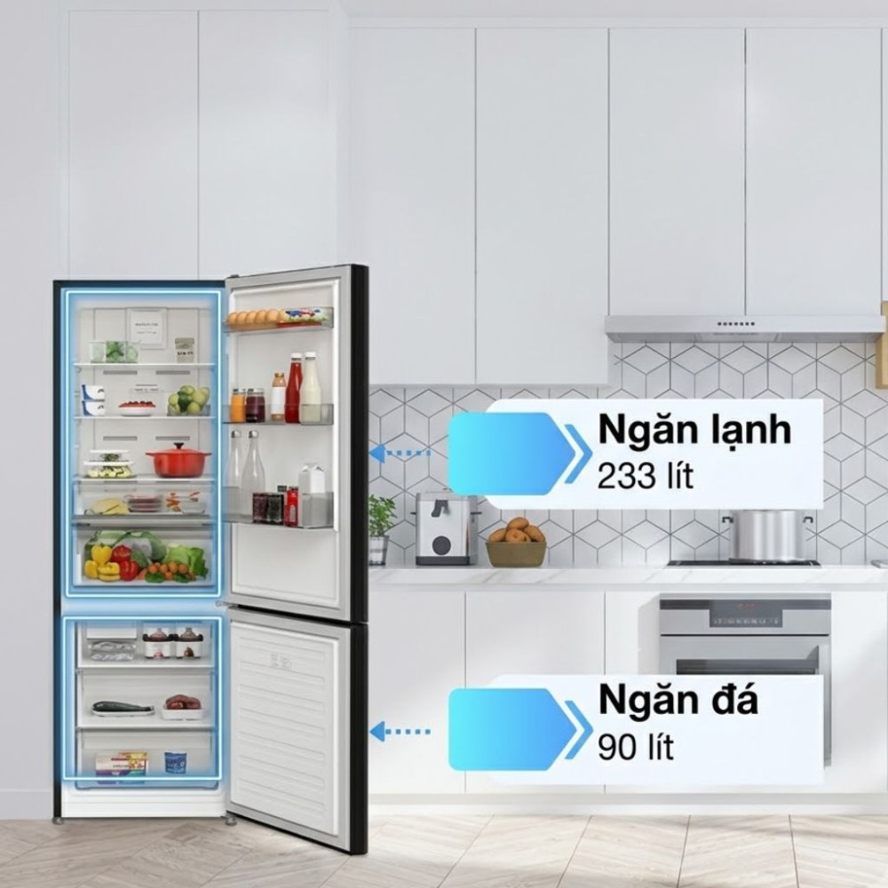 Tủ lạnh Hitachi Inverter 323 lít HRBN6340DGBKVN - Hàng chính hãng