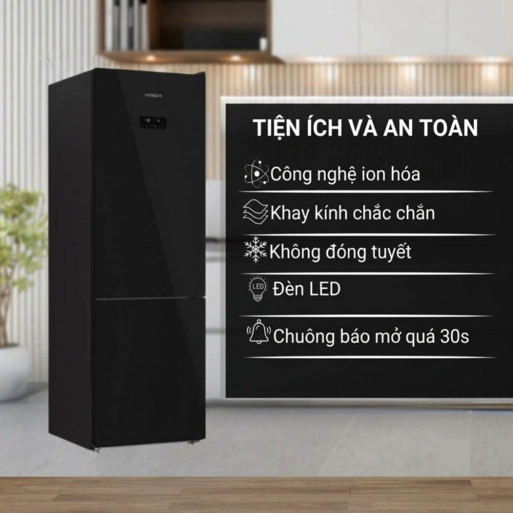 Tủ lạnh Hitachi Inverter 323 lít HRBN6340DGBKVN - Hàng chính hãng