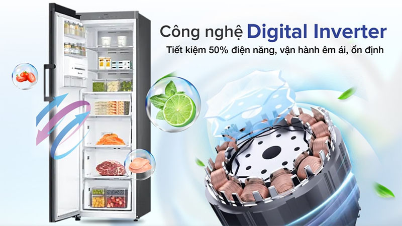 Tủ lạnh Inverter 323 lít Bespoke Samsung RZ32T744535/SV - Hàng chính hãng