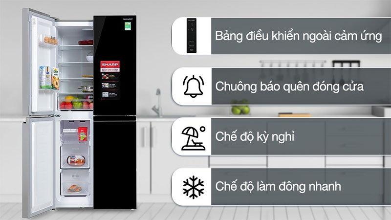 Tủ lạnh Inverter Sharp 362 lít Multi Door SJ-FX420VG-BK - Hàng chính hãng