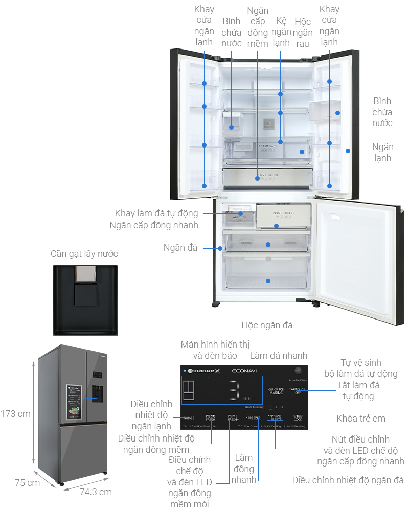 Tủ lạnh Panasonic inverter 495 lít NR-CW530XMMV - Hàng chính hãng