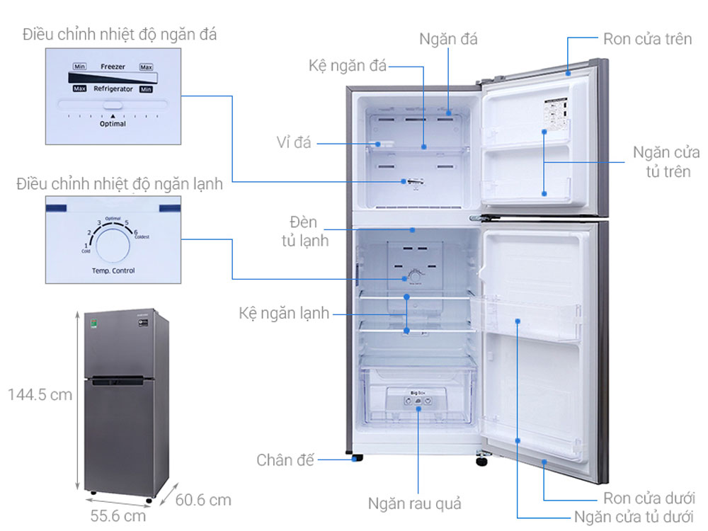 Tủ lạnh Samsung Inverter 208 lít RT20HAR8DBU - Hàng chính hãng