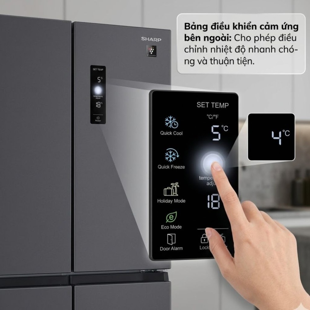Tủ lạnh Sharp Inverter 466 lít SJ-FXP560V-RG - Hàng chính hãng