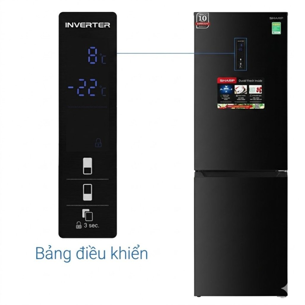 Tủ lạnh Sharp Inverter 323 lít SJ-BF330V-DG - Hàng chính hãng