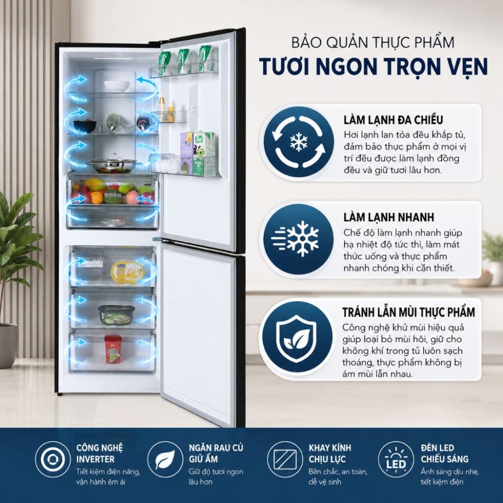Tủ lạnh Sharp Inverter 323 lít SJ-BF330V-DG - Hàng chính hãng