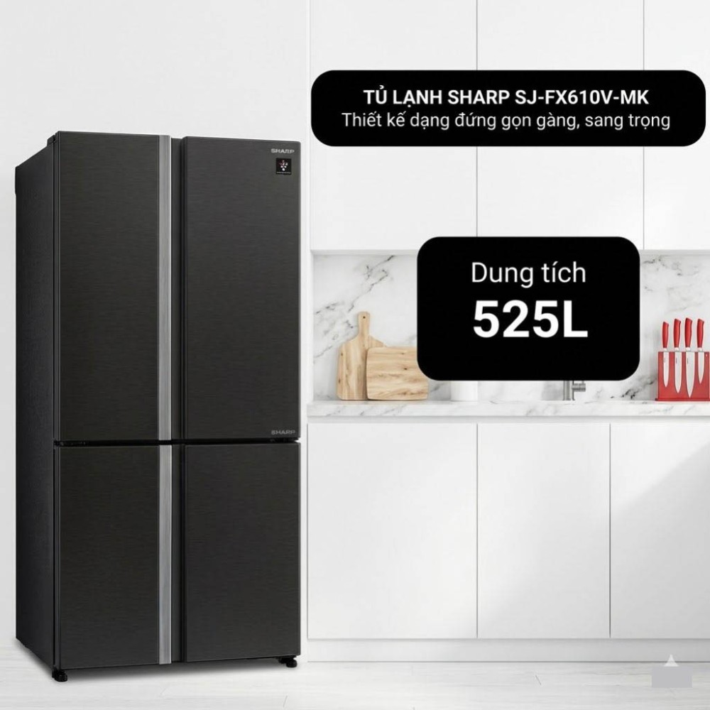Tủ lạnh Sharp Inverter 525 lít Multi Door SJ-FX610V-MK - Hàng chính hãng