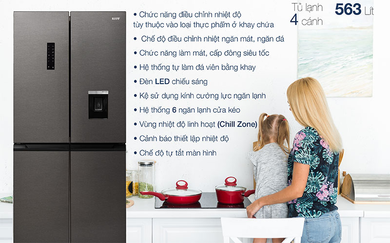Tủ lạnh Side By Side Kaff KF-BCD620DI - Hàng chính hãng
