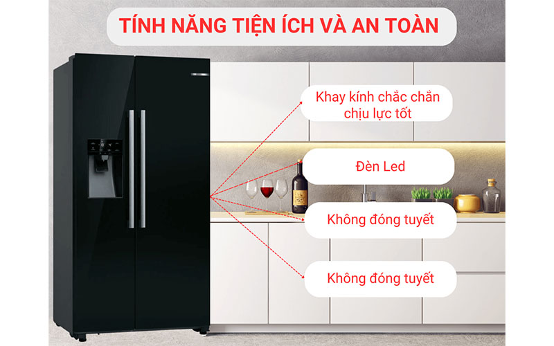 Tủ lạnh Side by Side 562 lít Bosch KAD93ABEP - Hàng chính hãng