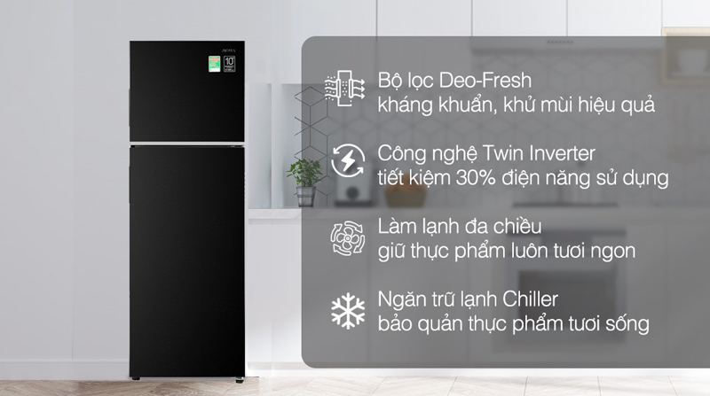 Tủ lạnh Aqua Inverter AQR-T299FA(FB) - Hàng chính hãng