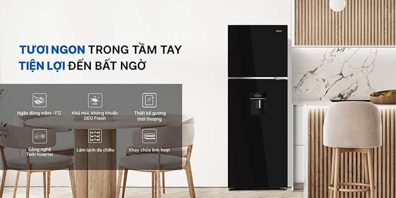 Tủ lạnh Aqua inverter 358 lít AQR-T410FA(WGB) - Hàng chính hãng