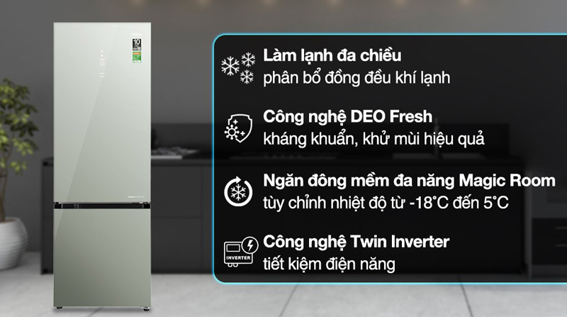 Tủ lạnh Aqua Inverter 324 lít AQR-B380MA(GM) - Hàng chính hãng