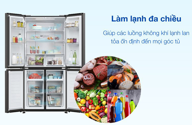 Tủ lạnh Aqua inverter 469 lít Multi Door AQR-M532XA(CBC) - Hàng chính hãng