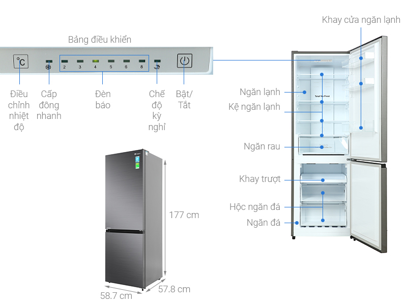 Tủ lạnh Casper Inverter 300 lít RB-320VT - Hàng chính hãng