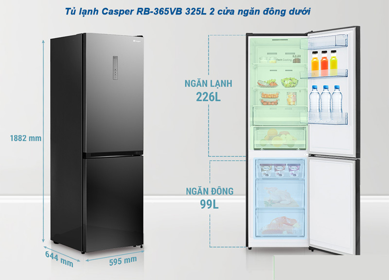Tủ lạnh Casper Inverter 325L RB-365VB - Hàng chính hãng